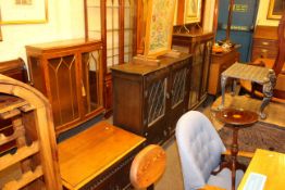 1920's mahogany two door china cabinet, four door oak cabinet bookcase,