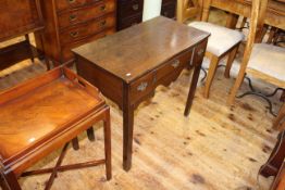 Antique oak three drawer lowboy on square moulded legs,