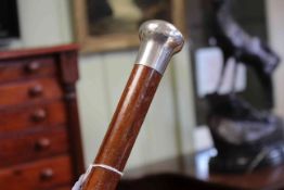 Silver topped malacca walking cane