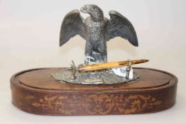 White-metal eagle-form inkwell,