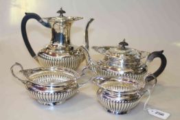 Late Victorian silver four-piece tea service, Walker & Hall, Sheffield 1897, gross 63.