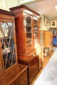 19th Century mahogany and brass strung cabinet bookcase,