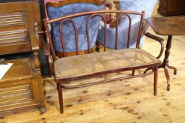 Bentwood triple chair back bench with cane seat