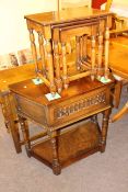 Bevan Funnell Ltd oak canted corner hall table and nest of three turned leg tables (2)