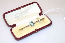 Aquamarine and diamond brooch,