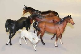 Collection of five Beswick horses