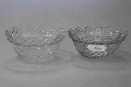 Pair of cut-glass sweetmeat dishes, possibly Irish, circa 1800,