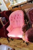 Late Victorian occasional armchair on turned legs
