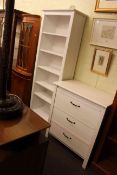 Ikea limed effect three drawer chest and matching six tier open bookcase (2)