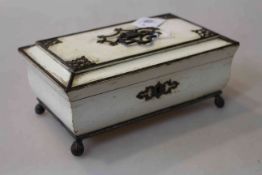 19th Century steel mounted lacquered casket of Palais Royal style,