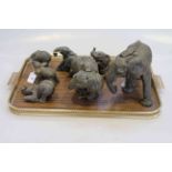 Martha Carey: Collection of seven elephant sculptures including large 'Listening'