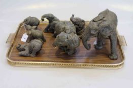 Martha Carey: Collection of seven elephant sculptures including large 'Listening'