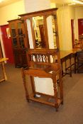 Early 20th Century oak mirror back hallstand