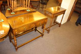 1920's oak two drawer hall table and carved oak two drawer side table (2)