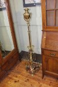 Victorian brass and copper telescopic standard oil lamp with 1896 presentation plaque
