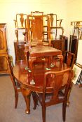 Oval mahogany cabriole leg dining table and two leaves,