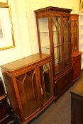 Yew bow front standing corner cabinet,