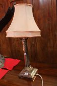 Silver plated column table lamp