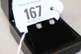 18 carat white gold and diamond stud earrings