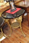 Painted cast base pub table with circular top,