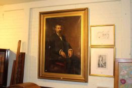 Very large Victorian or Edwardian portrait of a gentleman, in a gilt frame under glass,