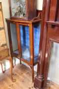 Edwardian mahogany and satinwood banded two door china cabinet on square tapering legs