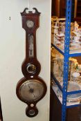 Antique mahogany and string inlaid banjo barometer, Forester & Co.