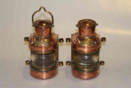 Two copper and brass 'Masthead' lamps