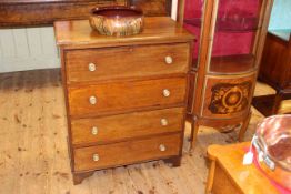 Mahogany and satinwood banded four drawer secretaire chest,