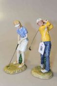 Two Royal Doulton golfing figures 'Winning Put' and 'Teeing Off' (2)