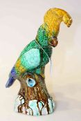 Majolica model of a parrot,