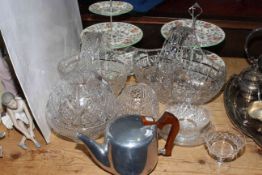 Picquot Ware teapot, glass bowls and baskets,