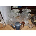 Picquot Ware teapot, glass bowls and baskets,