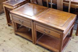 Chinese rosewood pair of single drawer side tables
