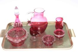 Collection of Victorian and later cranberry glass (7)