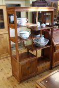 Chinese rosewood open shelf unit with numerous shelves,