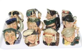 Twelve Royal Doulton character jugs (one a/f)