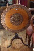 19th Century carved mahogany snap top tripod table