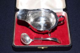 Silver sauce boat and ladle, Emil Viner, Sheffield 1961 and 1962,