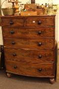 Victorian mahogany five height bow front chest on turned legs