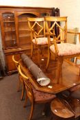 Burr walnut finish eight piece dining room suite comprising display cabinet,