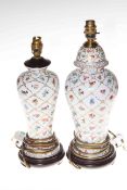 Two Continental porcelain vasiform table lamps