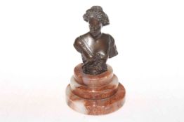 Small late 19th Century bronze bust of a lady