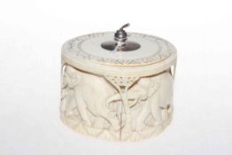 Carved ivory jar and cover, circa 1900,