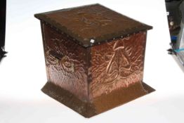 Arts and Crafts copper coal box,