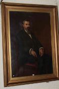 Very large Victorian or Edwardian portrait of a gentleman, in a gilt frame under glass,