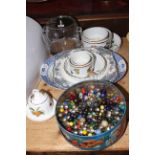 Collection of marbles, Royal Worcester Arden wares, meat dishes,