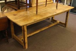 Large pine rectangular country kitchen refectory table 2.18 by 0.