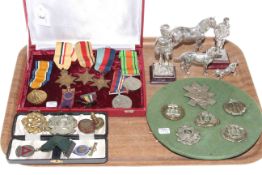 WWI and WWII medals, white metal models and figures,