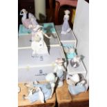 Collection of nine Lladro figures